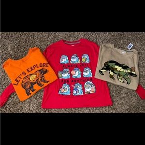 Old Navy/GAP Boys Red/Orange/Camo Bundle 3 Long-Sleeves T-shirts Sz XL 14/16 NWT